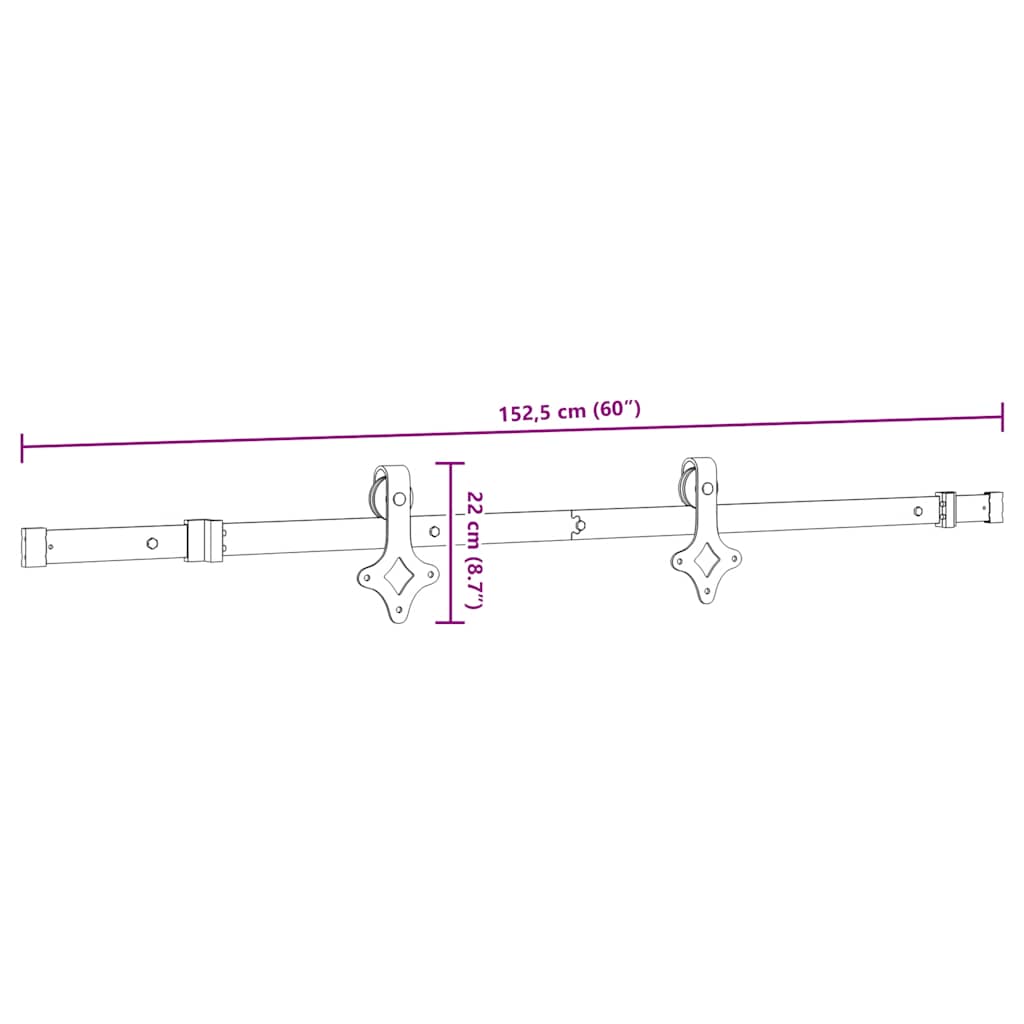 Schiebetürbeschlag-Set SKIEN 183 cm Stahl Schwarz