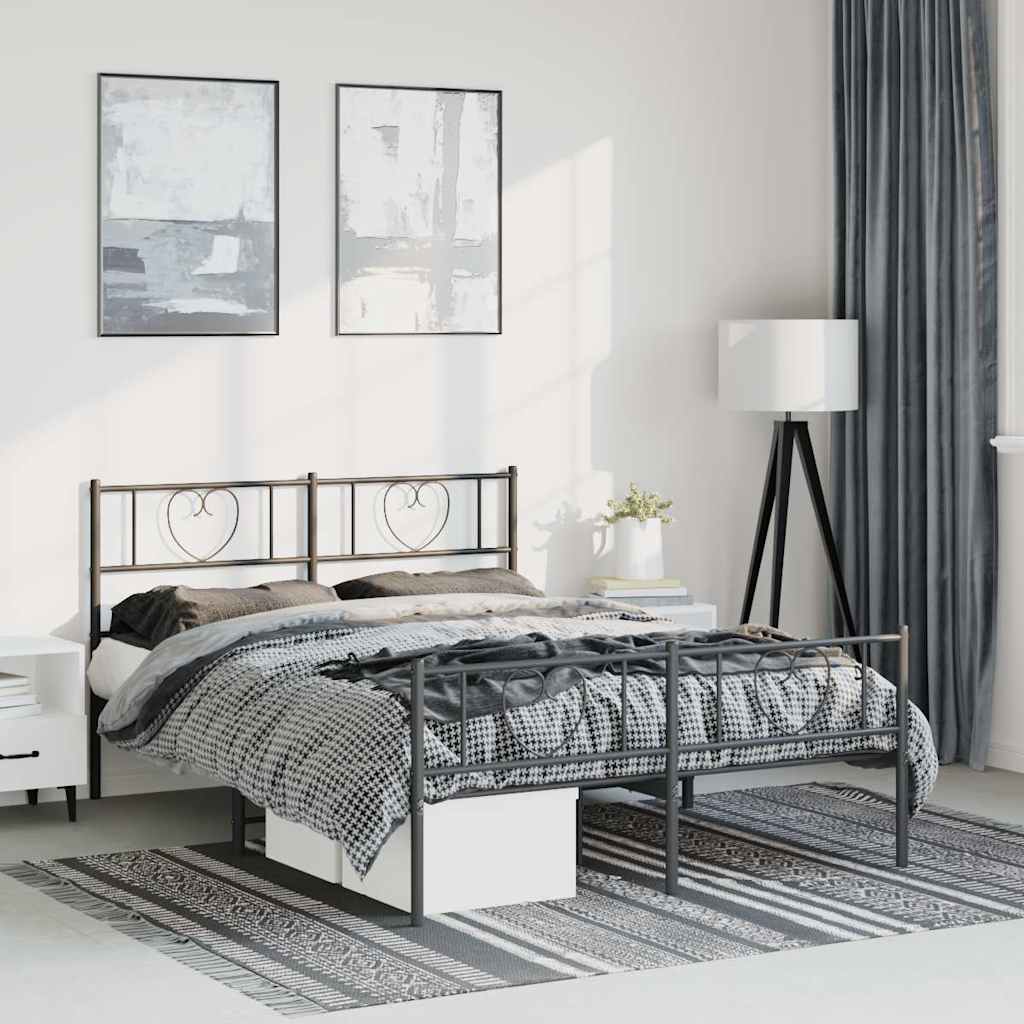 Bettgestell mit Kopfteil Metall Schwarz 100x190 cm