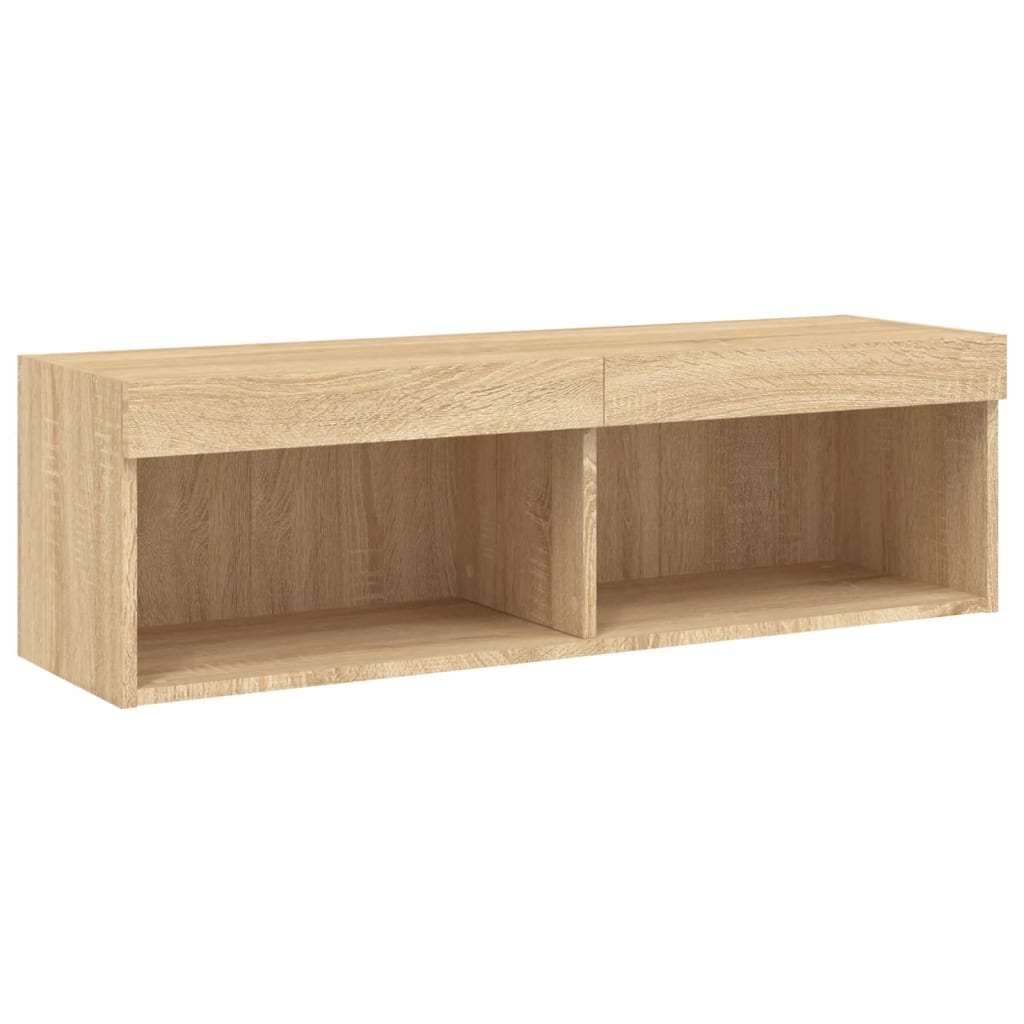 5-tlg. Wohnwand mit LED-Beleuchtung Weiß Holzwerkstoff