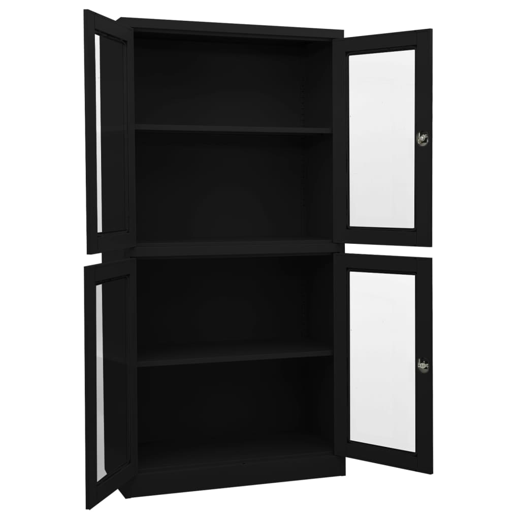 Büroschrank Weiß 90x40x180 cm Stahl und Hartglas