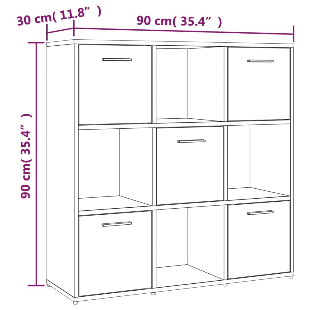 Bücherregal Weiß 90x30x90 cm Holzwerkstoff