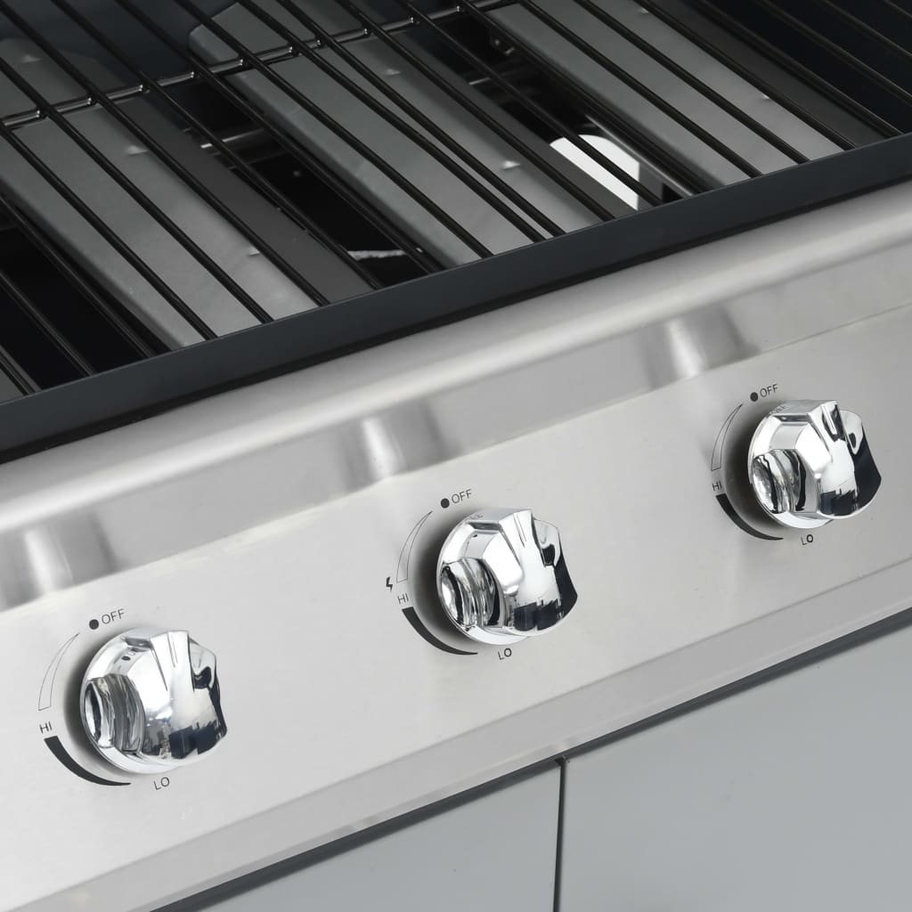 Gasgrill 4+1 Flammen Schwarz Stahl