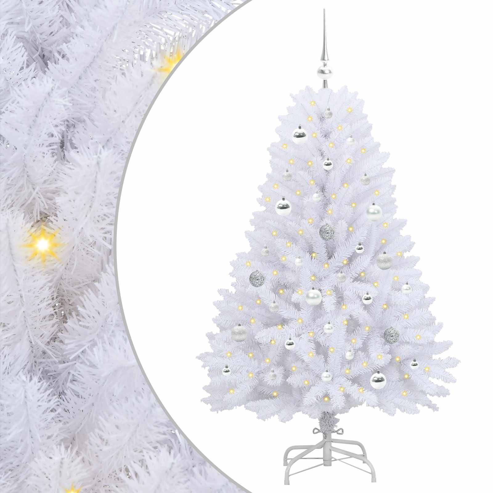 Künstlicher klappbarer Weihnachtsbaum Weiß 120 cm PVC und Stahl