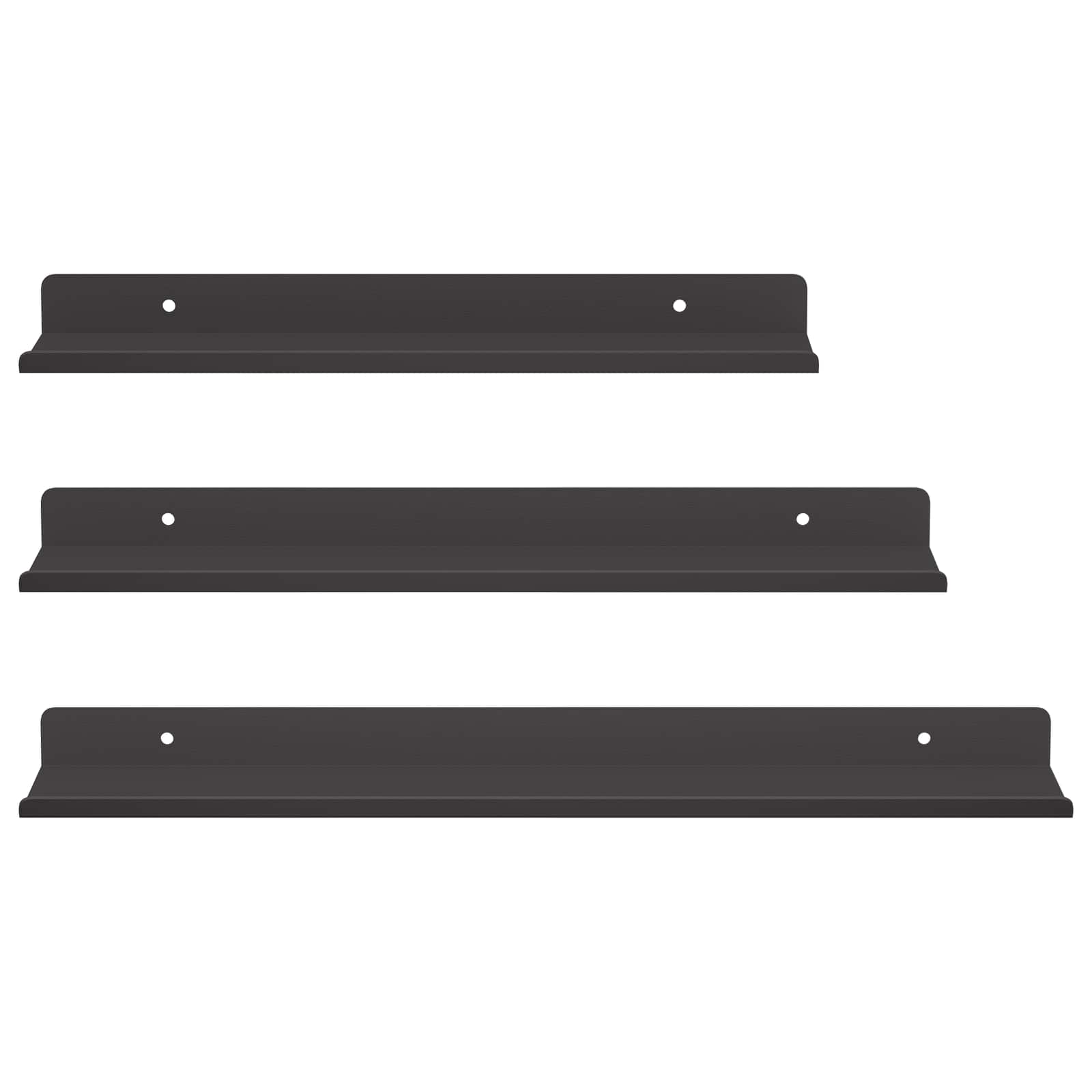 Schwebendes Regal 3 pcs Schwarz 40 x 9 x 2,5 cm Stahl