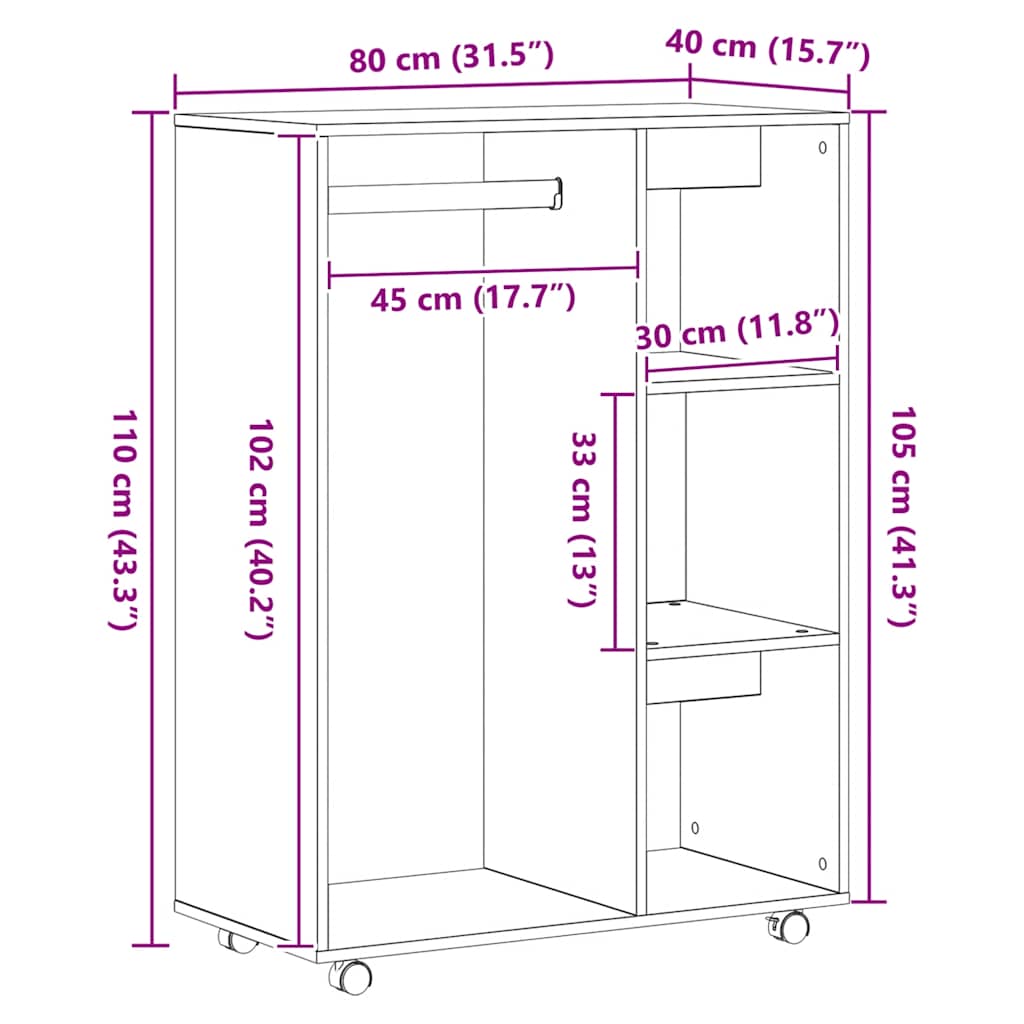 Kleiderschrank Weiß 80x40x110 cm Holzwerkstoff