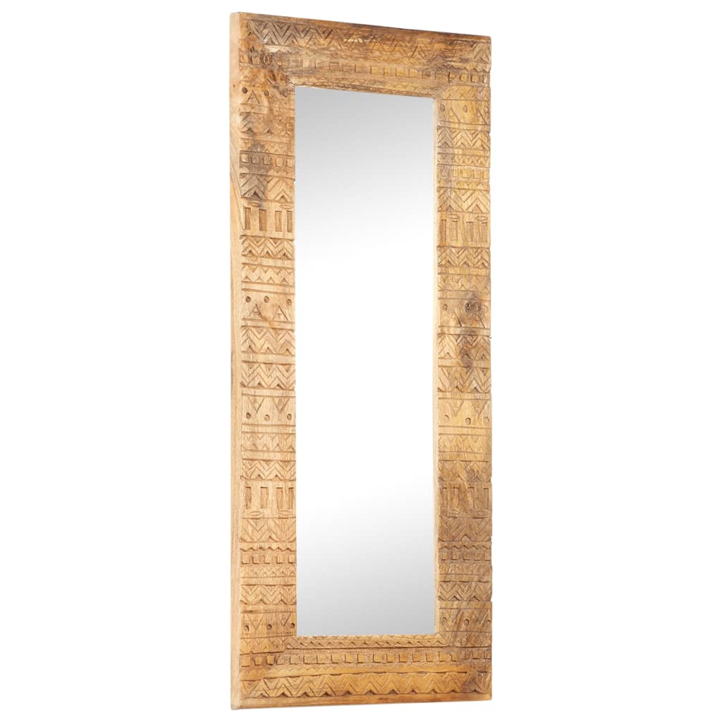 Handgeschnitzter Spiegel 50x50x2,5 cm Massivholz Mango
