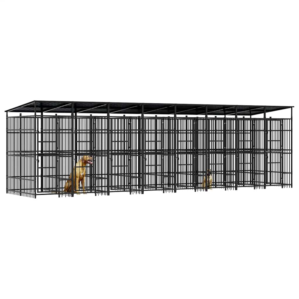 Outdoor-Hundezwinger mit Dach Stahl 1,84 m²