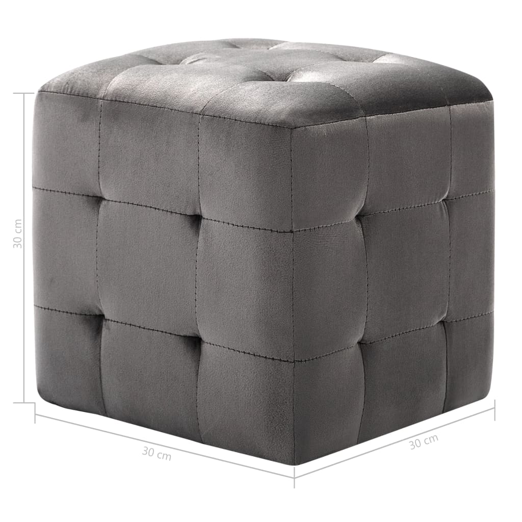 Pouf 2 Stk. Blau 30x30x30 cm Samtstoff