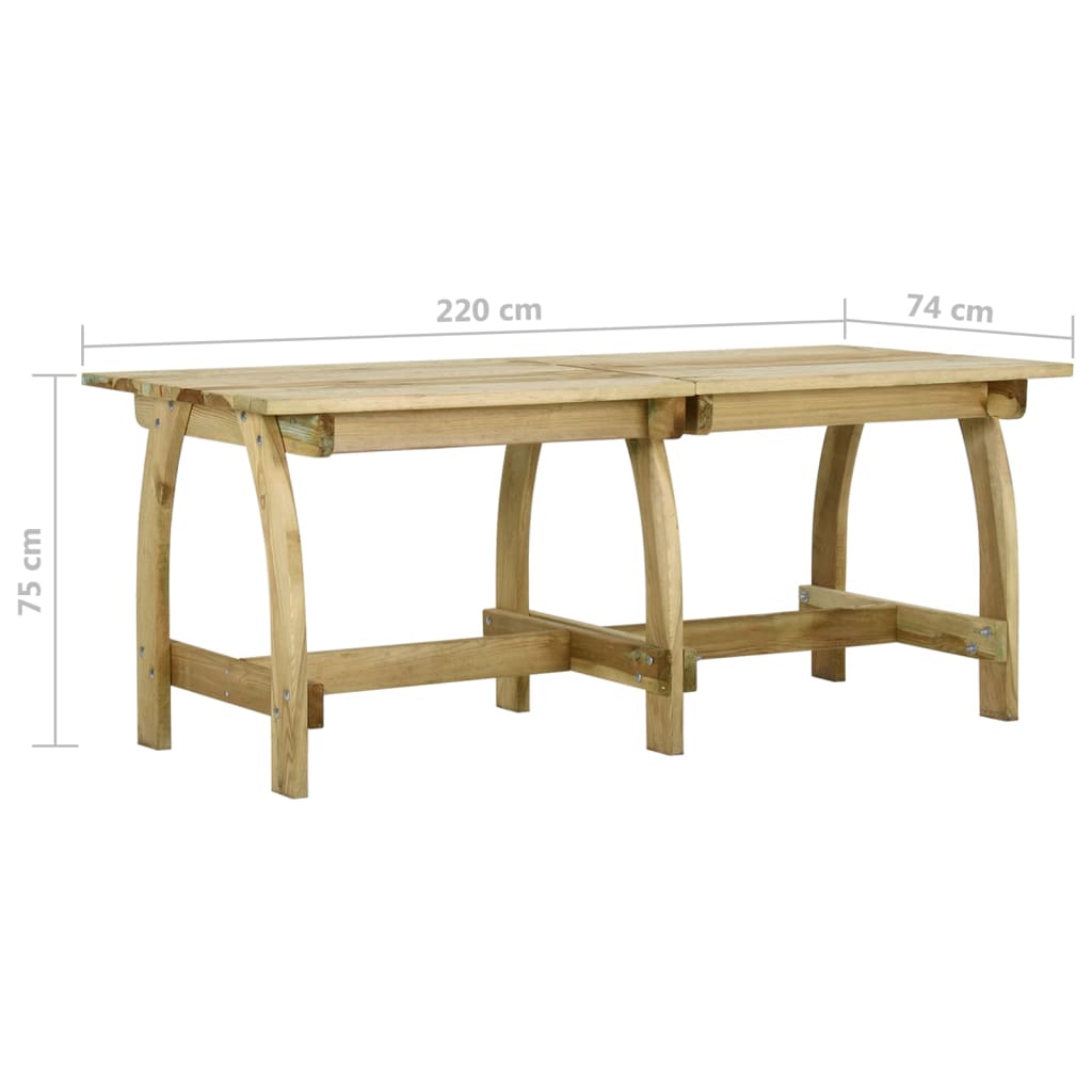 Gartentisch 160x74x75 cm Kiefernholz Imprägniert
