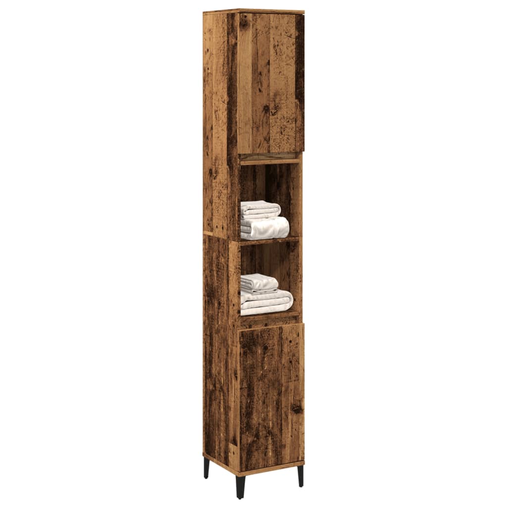 Badschrank Weiß 30x30x190 cm Holzwerkstoff