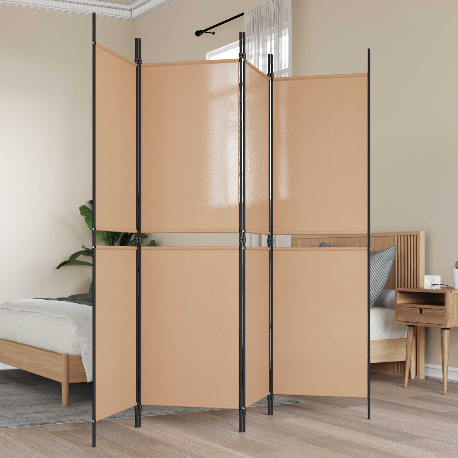 3-teiliger Raumteiler Beige 150 x 180 cm Stoff