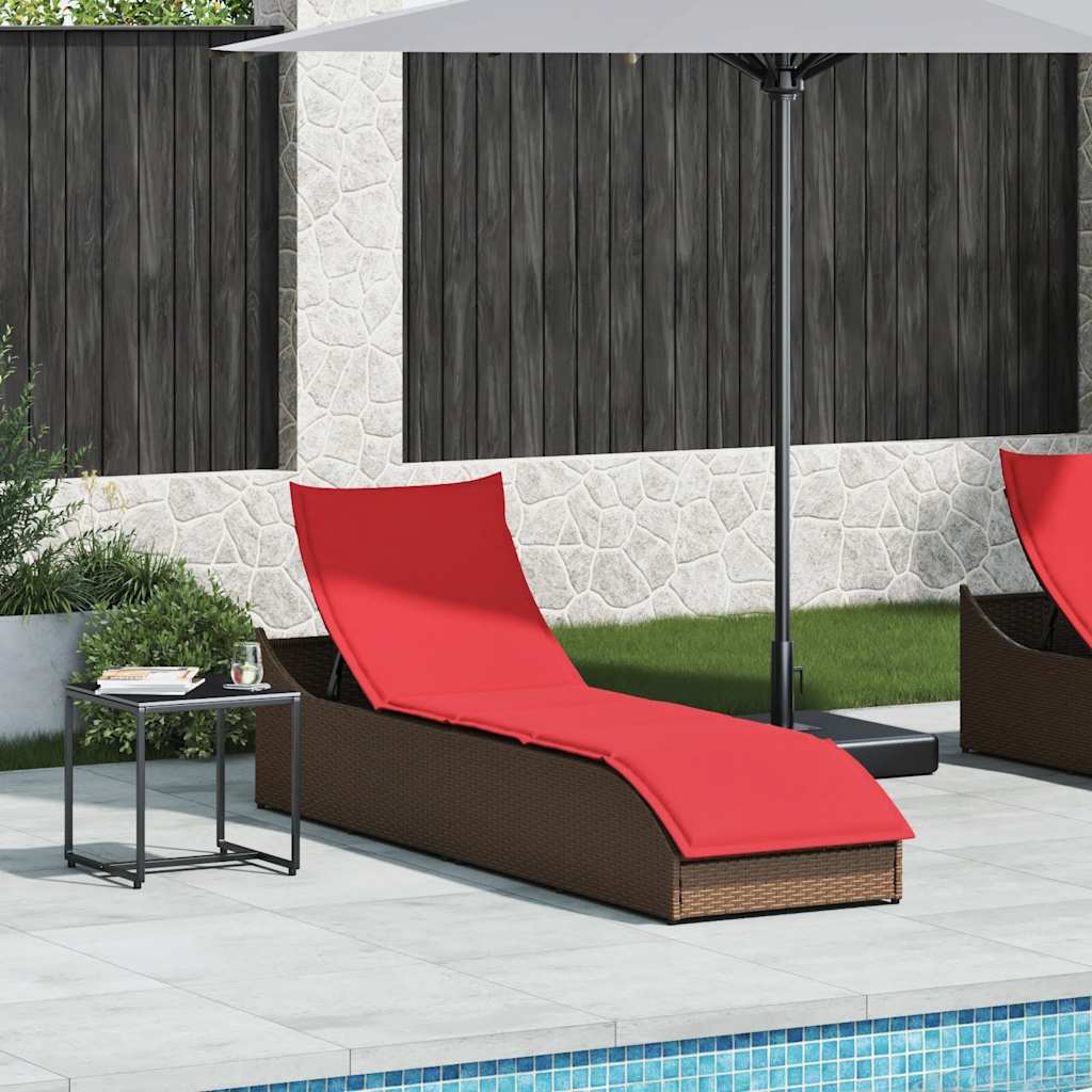 Klappliege mit Auflage und Stauraum Schwarz Poly-Rattan