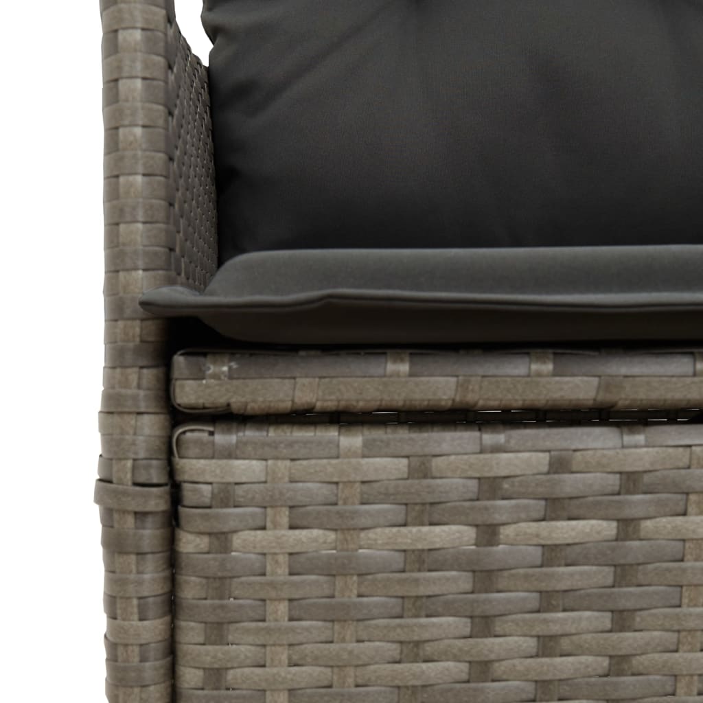 Gartensessel Verstellbar mit Kissen Schwarz Poly Rattan