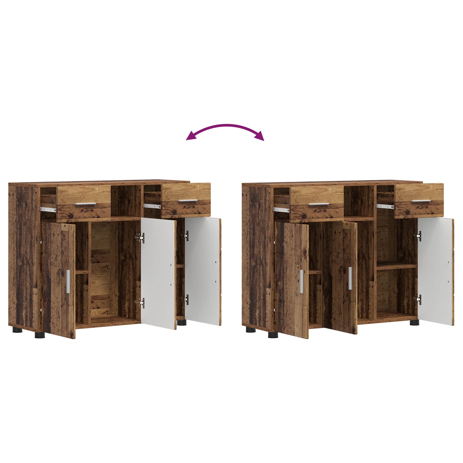 Highboard mit Regal FLORIN Weiß 60 x 35 x 182 cm Holzwerkstoff