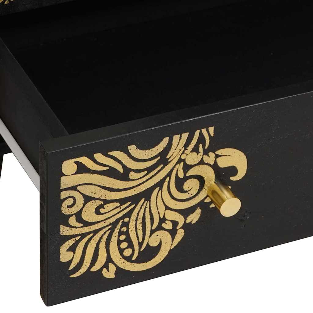 Highboard Grau und Gold 60 x 33 x 100 cm Massivholz Mango