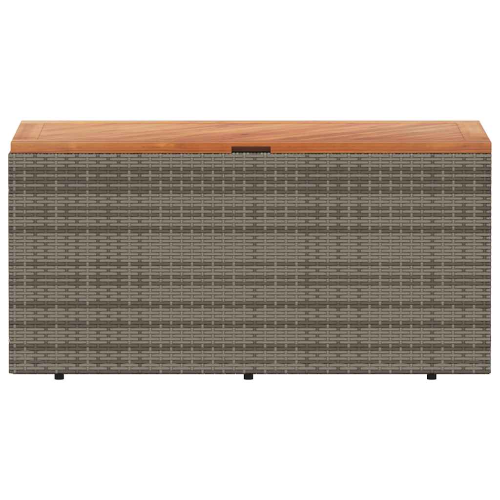 Gartentruhe Schwarz 110x50x54 cm Poly Rattan Akazienholz