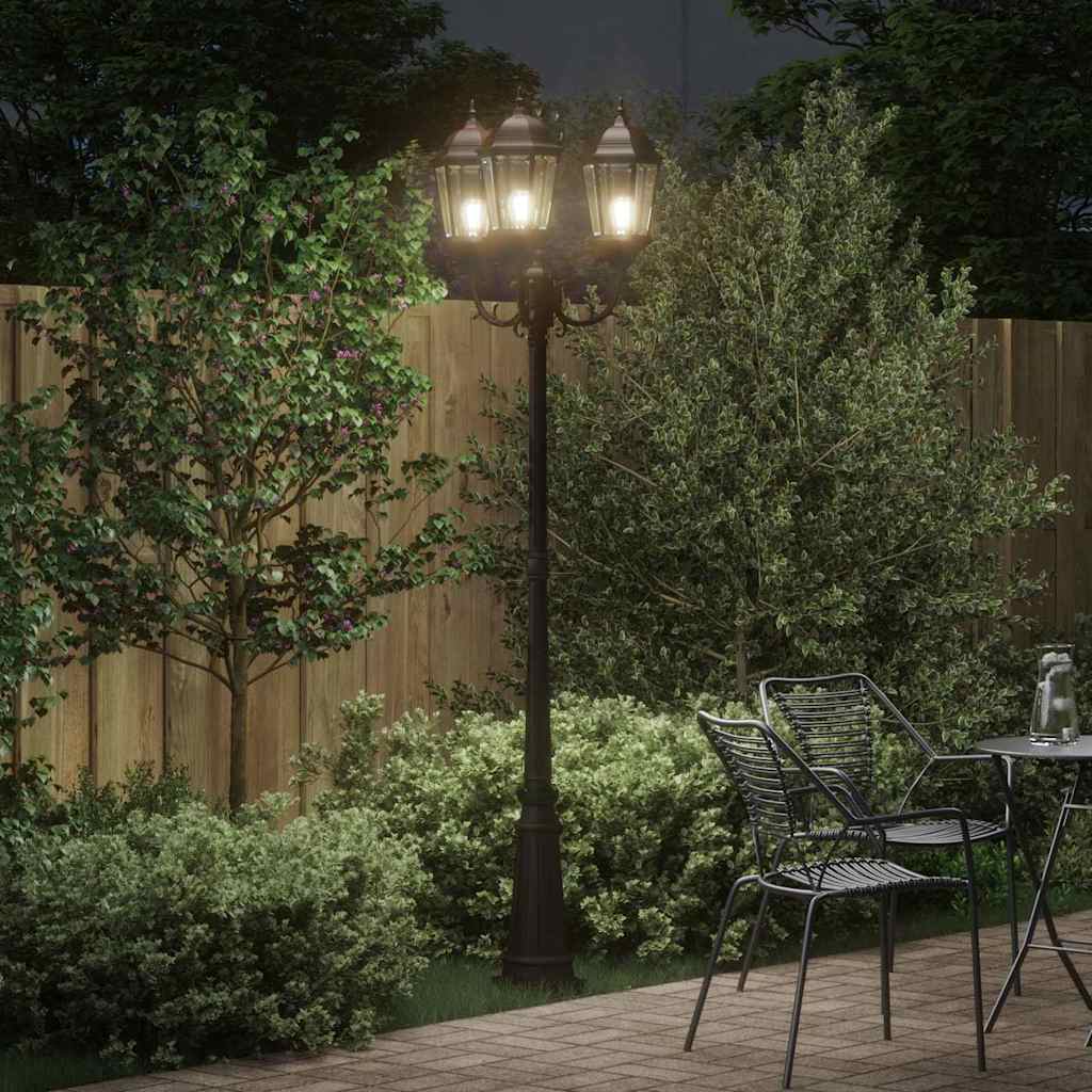 Gartenlaterne 3-flammig 230 cm Dunkelgrün/Schwarz Aluminium