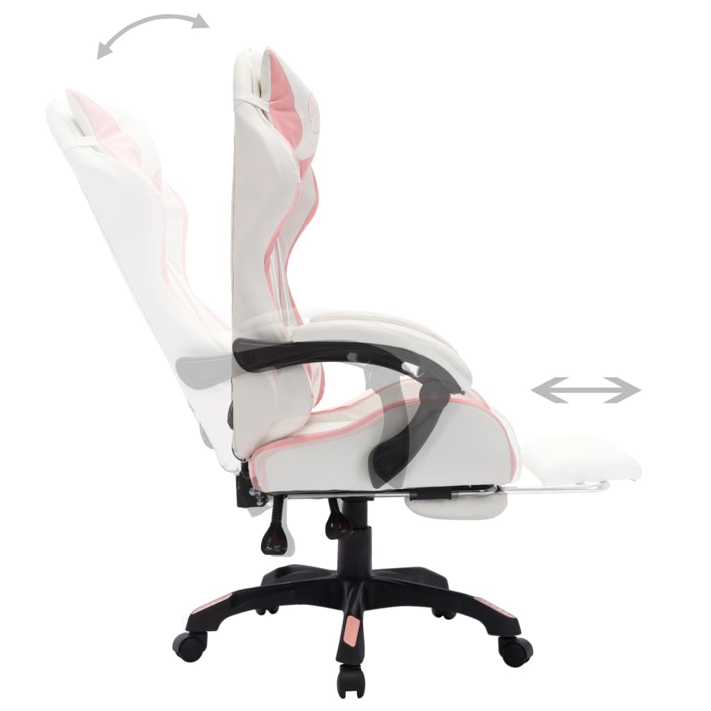 Gaming-Stuhl mit RGB LED-Leuchten Blau und Schwarz Kunstleder