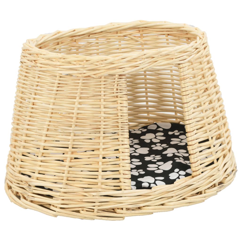 3-tlg. Katzenkorb-Set mit Kissen Grau 47x34x60 cm Natur Weide