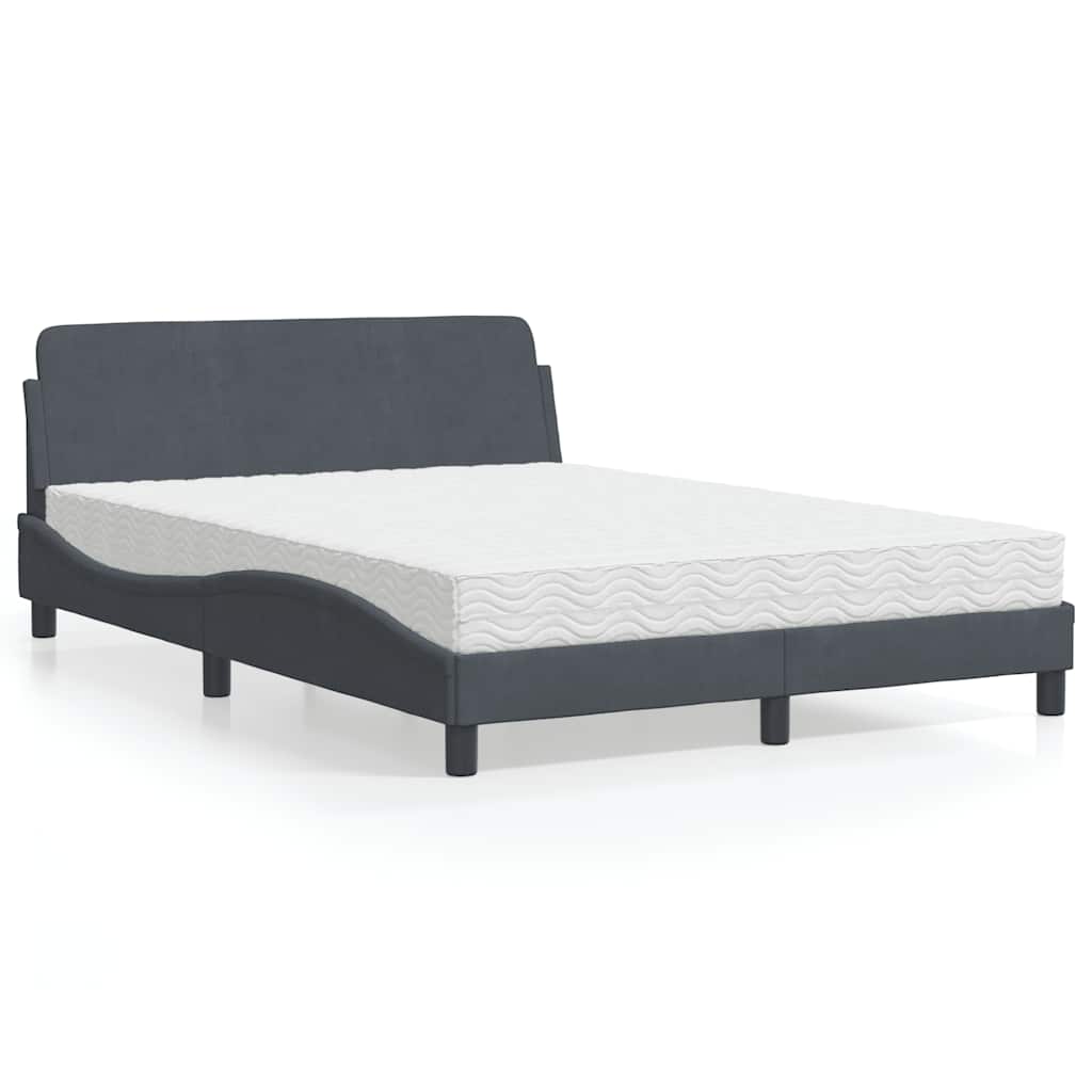 Bett mit Matratze "Dover" Hellgrau 80x200 cm Samt