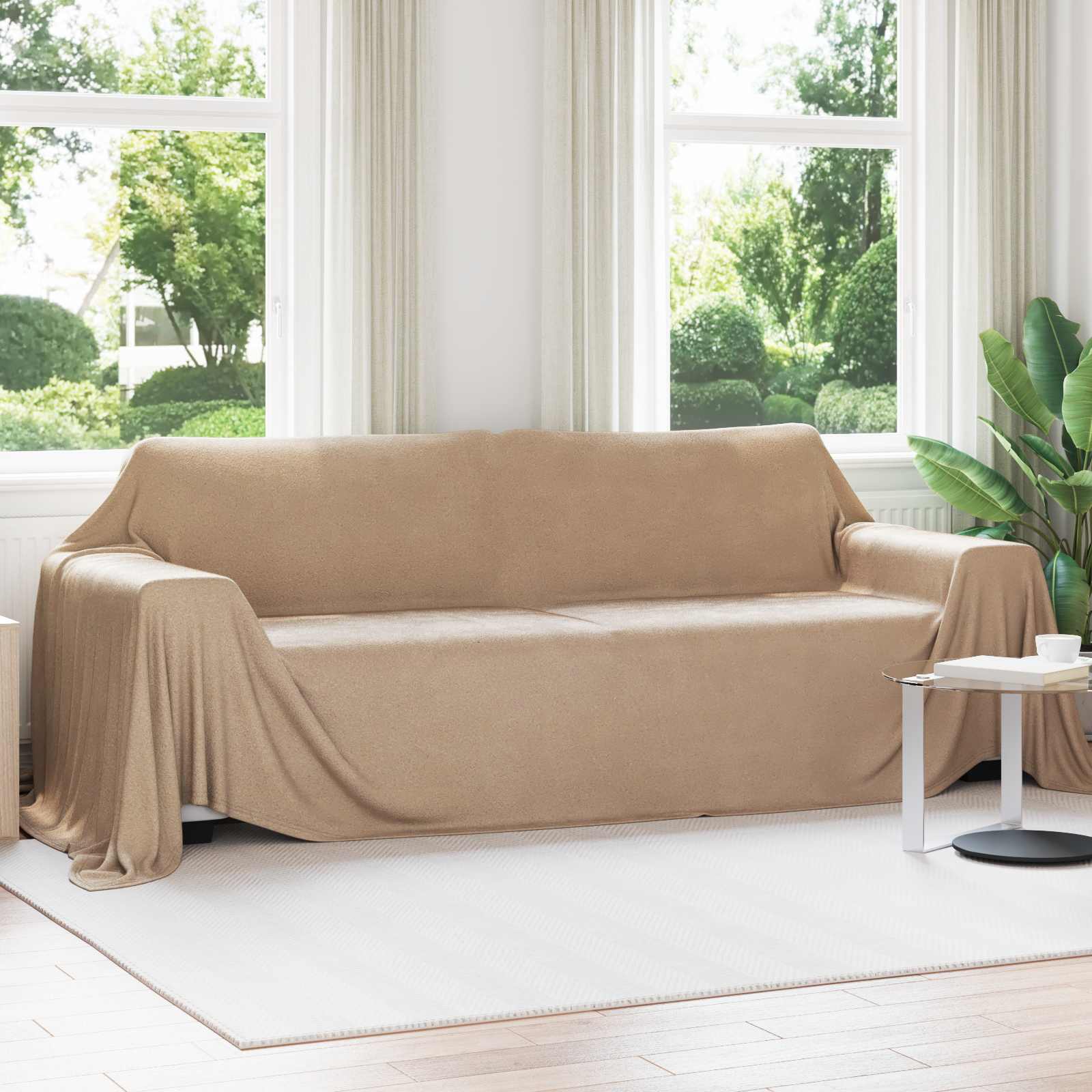 Überwurfdecke Creme 210 x 140 cm Fleece