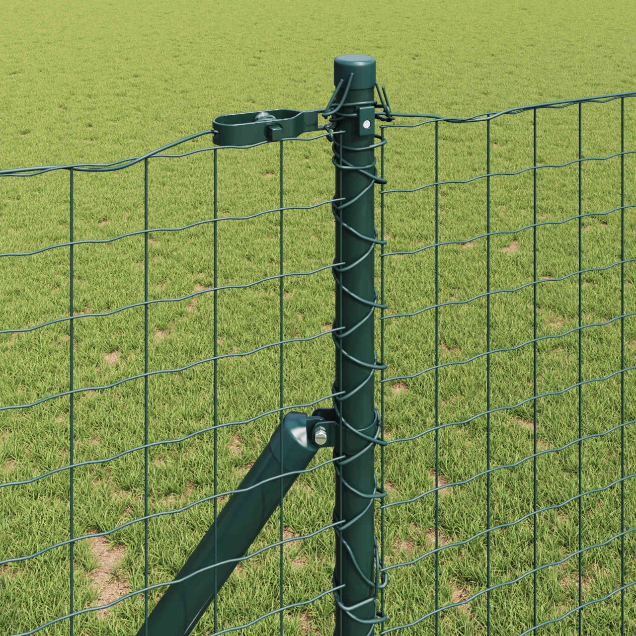 Zaunpfosten 2 pcs Grün 50 cm Pulverbeschichteter Stahl