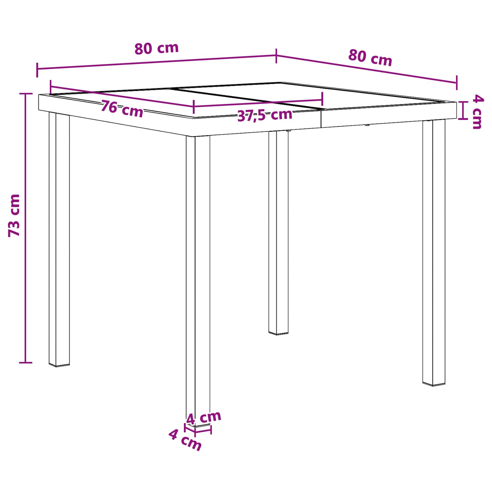 Garten Essgruppe 5 pcs Schwarz 140 x 70 x 73 cm
