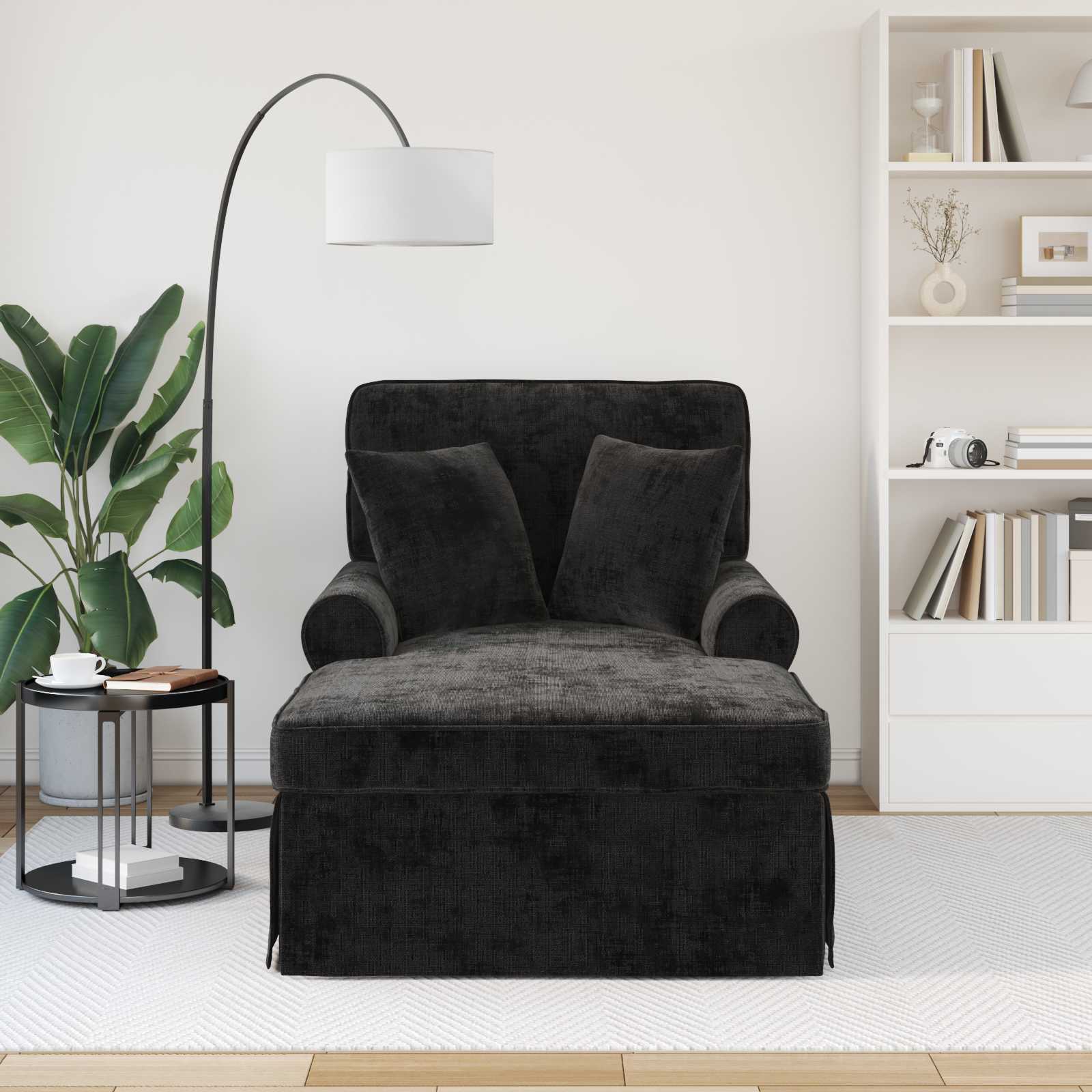 Chaise Lounge mit Rock mit Kissen Creme 157 x 91 x 91 cm ARES