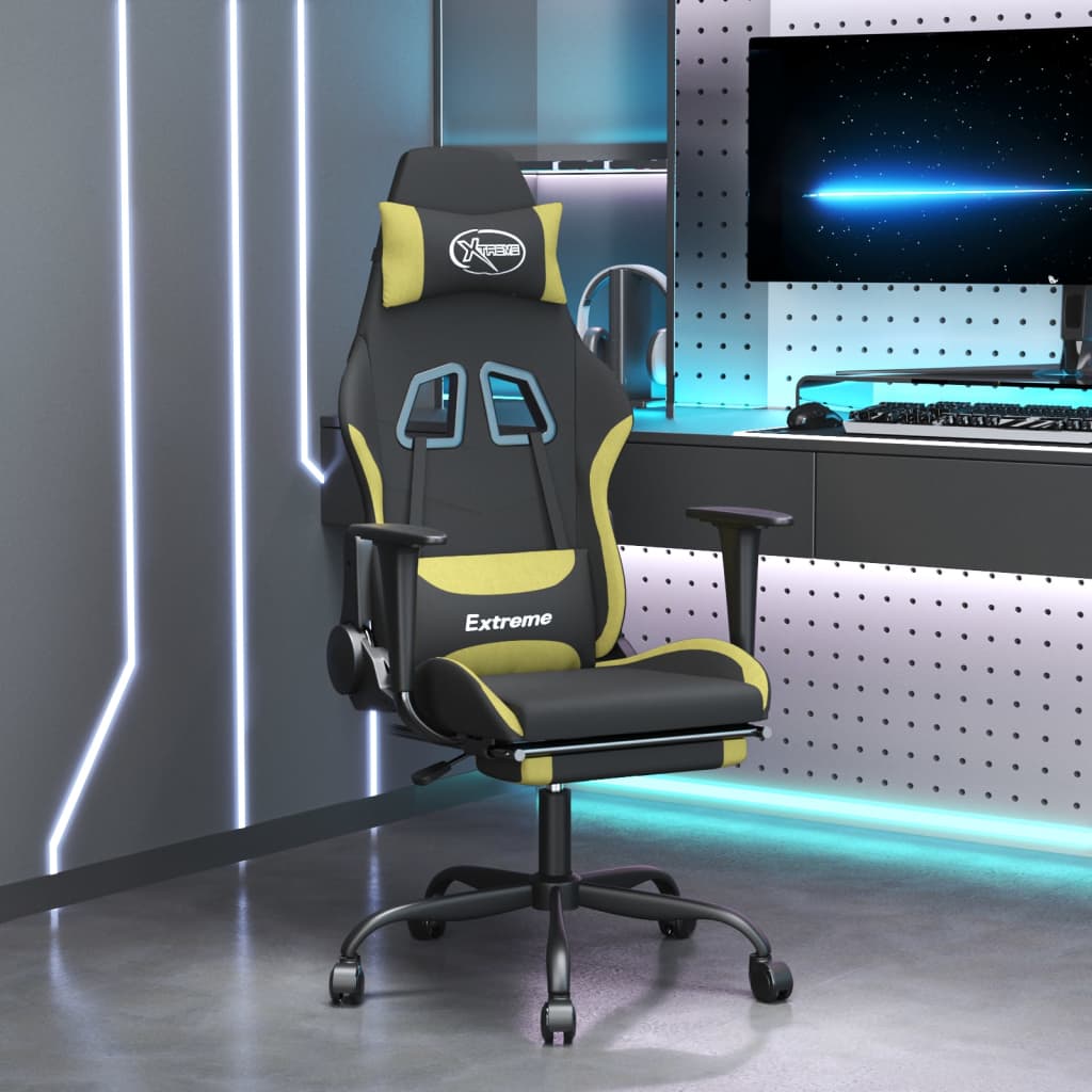 Gaming-Stuhl mit Massagefunktion Schwarz und Creme Stoff