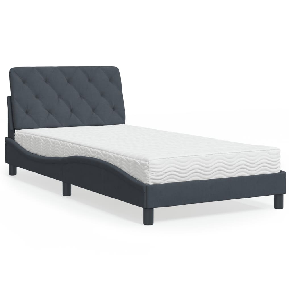 Bett mit Matratze Hellgrau 80x200 cm Samt