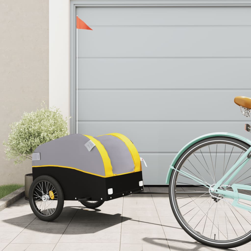 Fahrradanhänger Schwarz und Orange 30 kg Eisen
