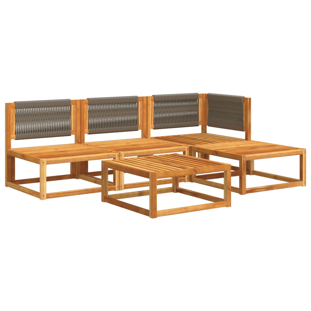 6-tlg. Gartensofa-Set mit Kissen Holz Akazie & Seil