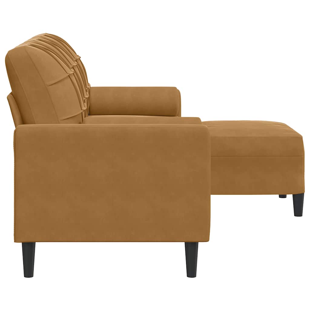 3-Sitzer-Sofa mit Hocker Hellgrau 180 cm Samt