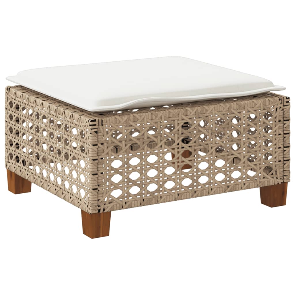 Gartenhocker mit Kissen Schwarz 63,5x56x32 cm Poly Rattan