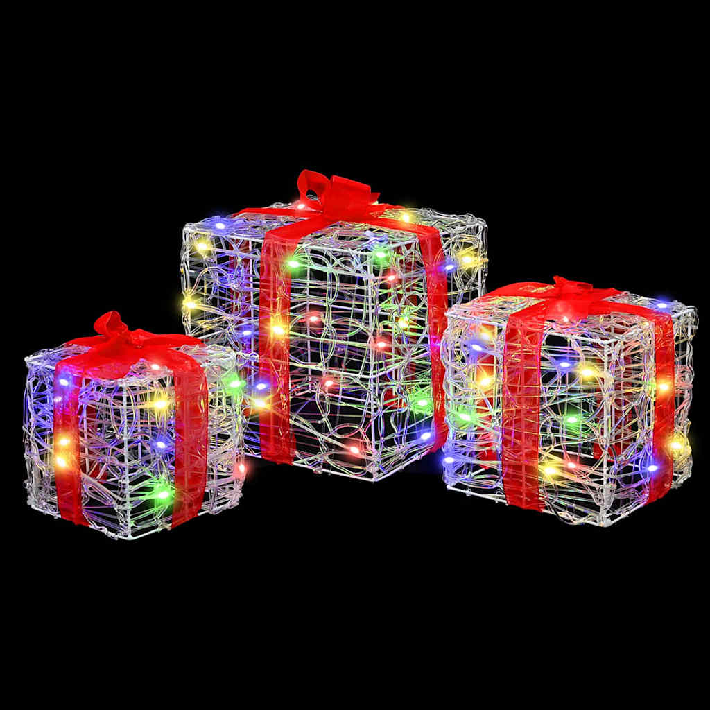 Geschenkbox mit 60 LEDs 3 pcs Warmweiß 20 x 20 x 20 cm Acryl
