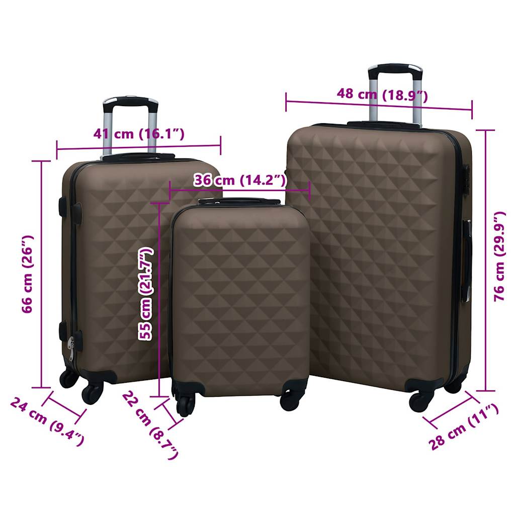 Hartschalen-Trolley-Set 3 Stk. Blau ABS