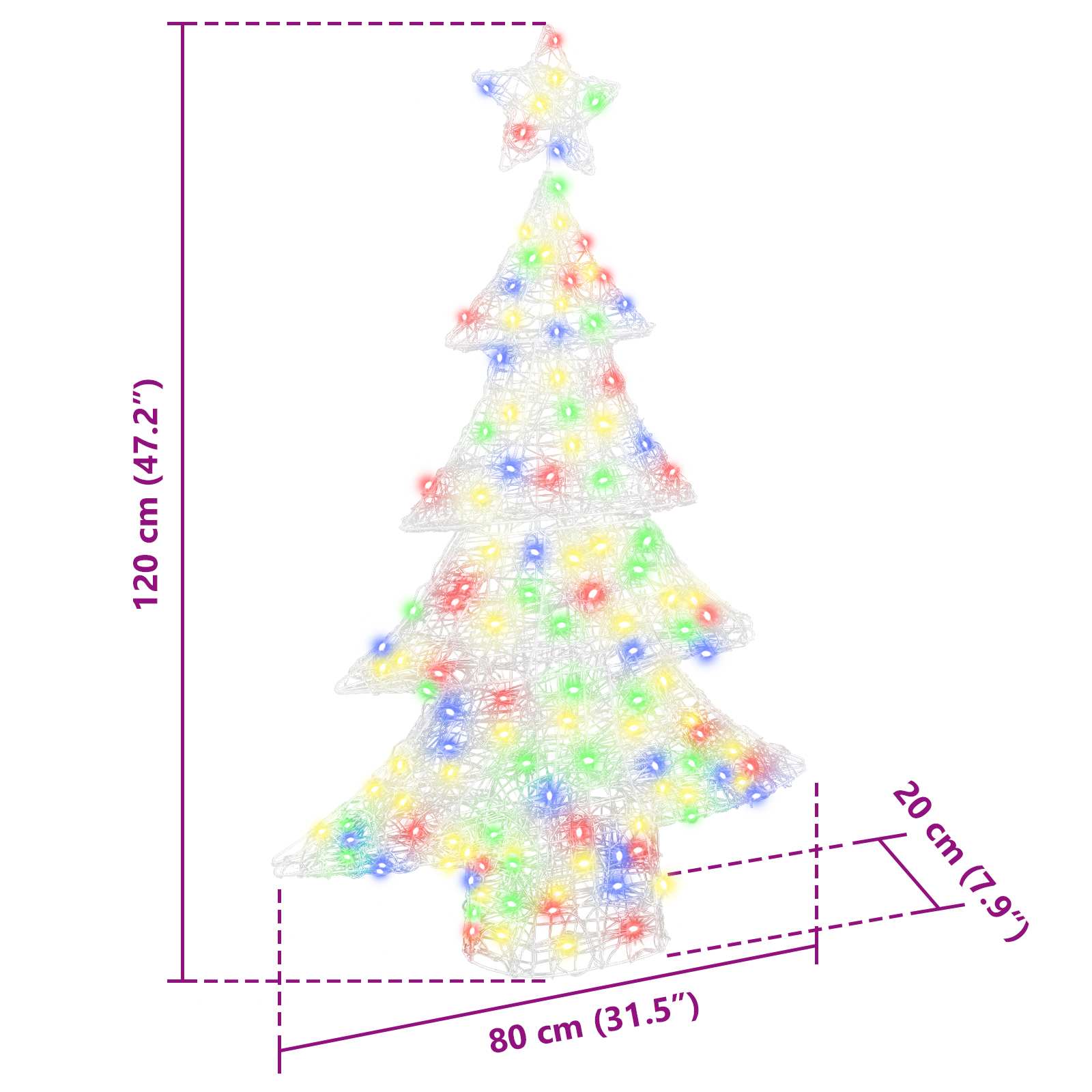 Weihnachtsbaum mit 100 LEDs Warmweiß 120 cm Acryl