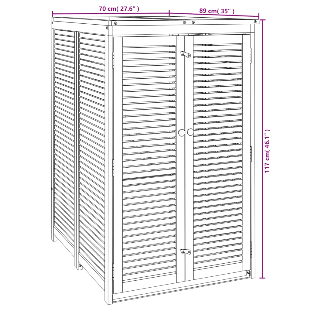 Mülltonnenbox für 2 Tonnen 140x89x117 cm Massivholz Akazie