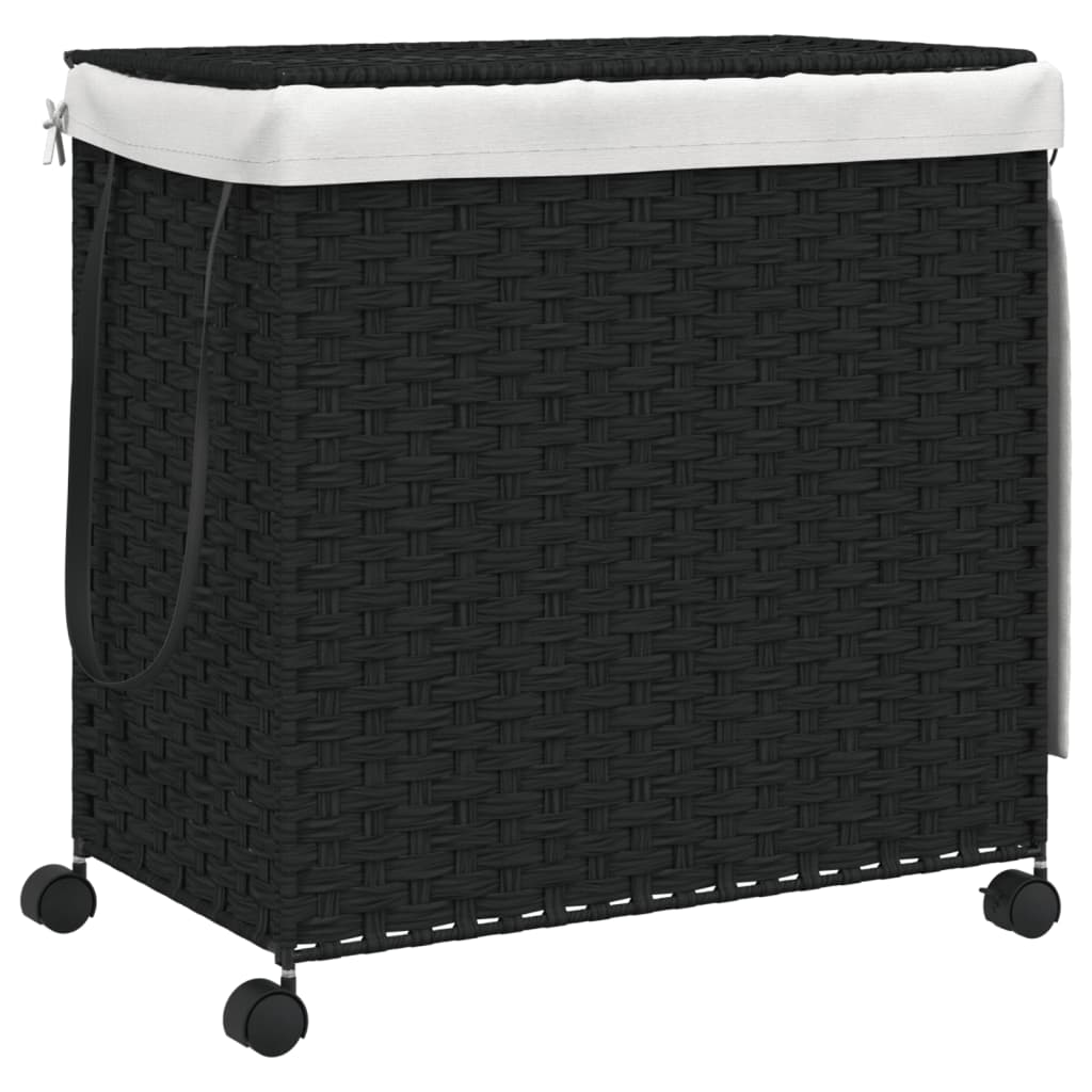 Wäschekorb mit Rollen 60x35x60,5 cm Rattan