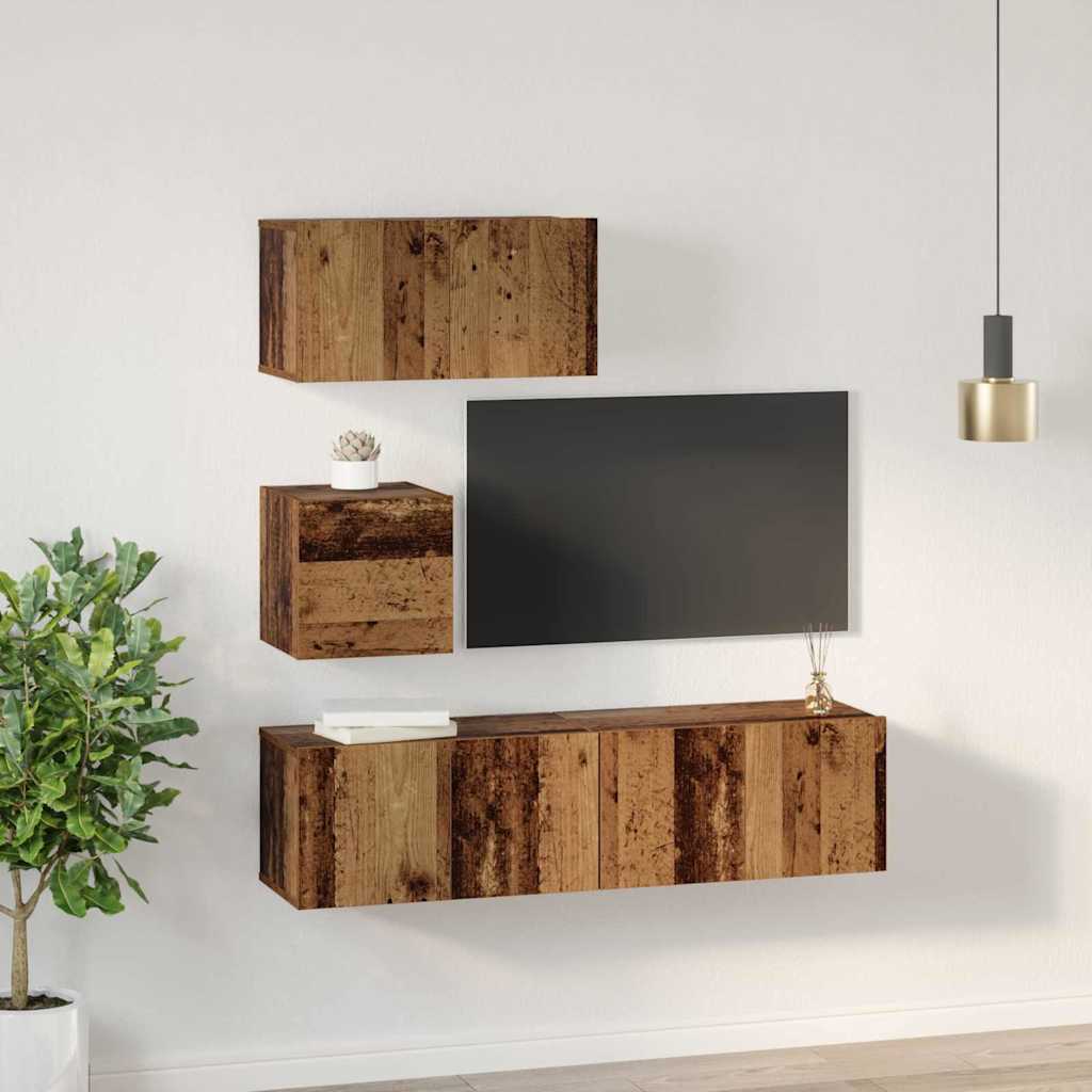 4-tlg. TV-Schrank-Set Weiß Holzwerkstoff
