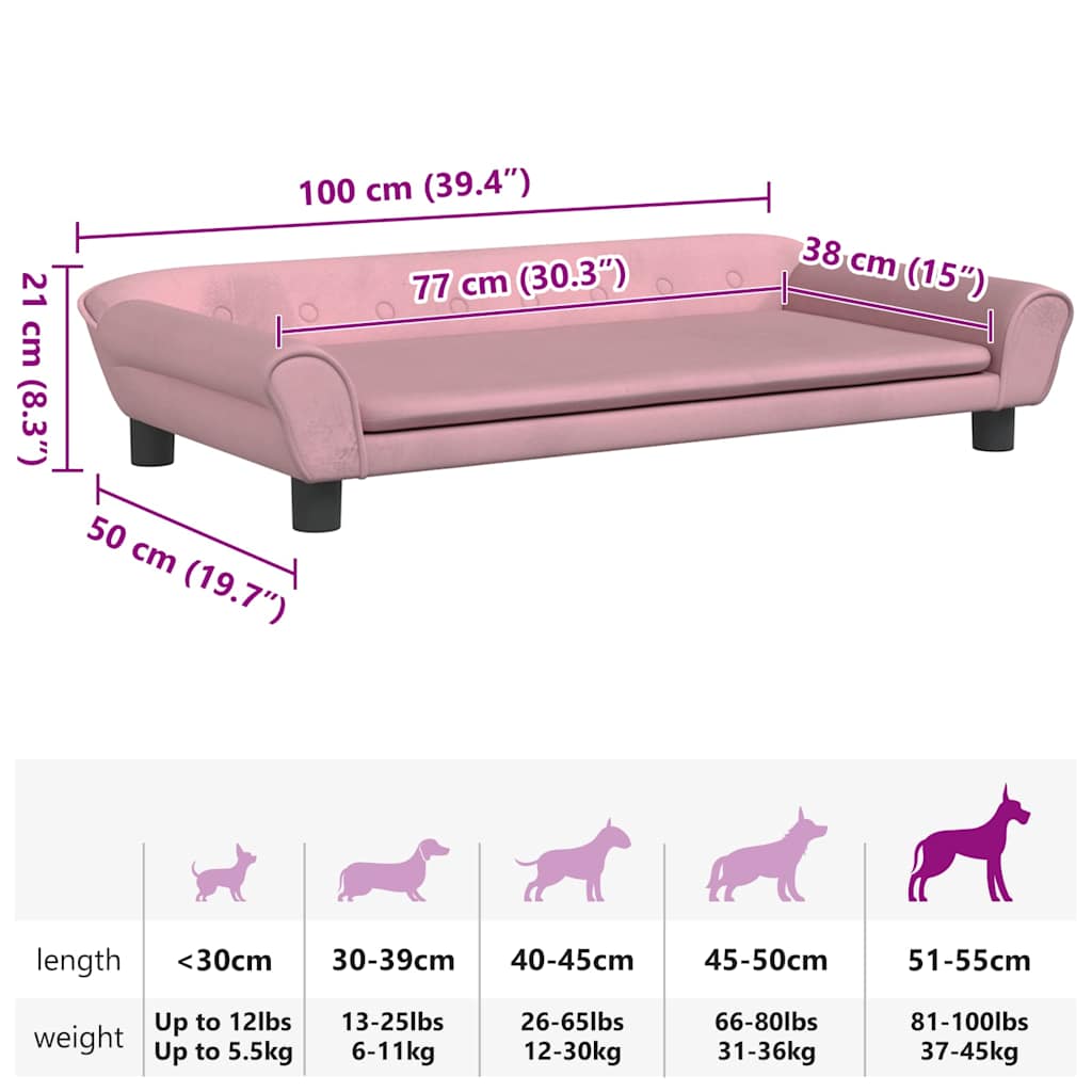 Hundebett Blau 100x50x21 cm Samt