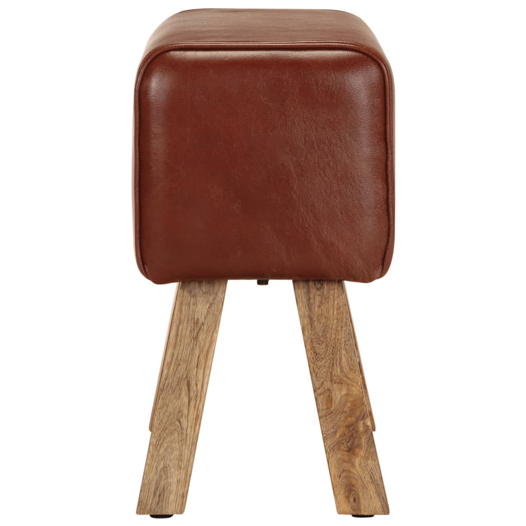 Bank Turnbock-Design 160cm Braun Echtleder Massivholz Akazie