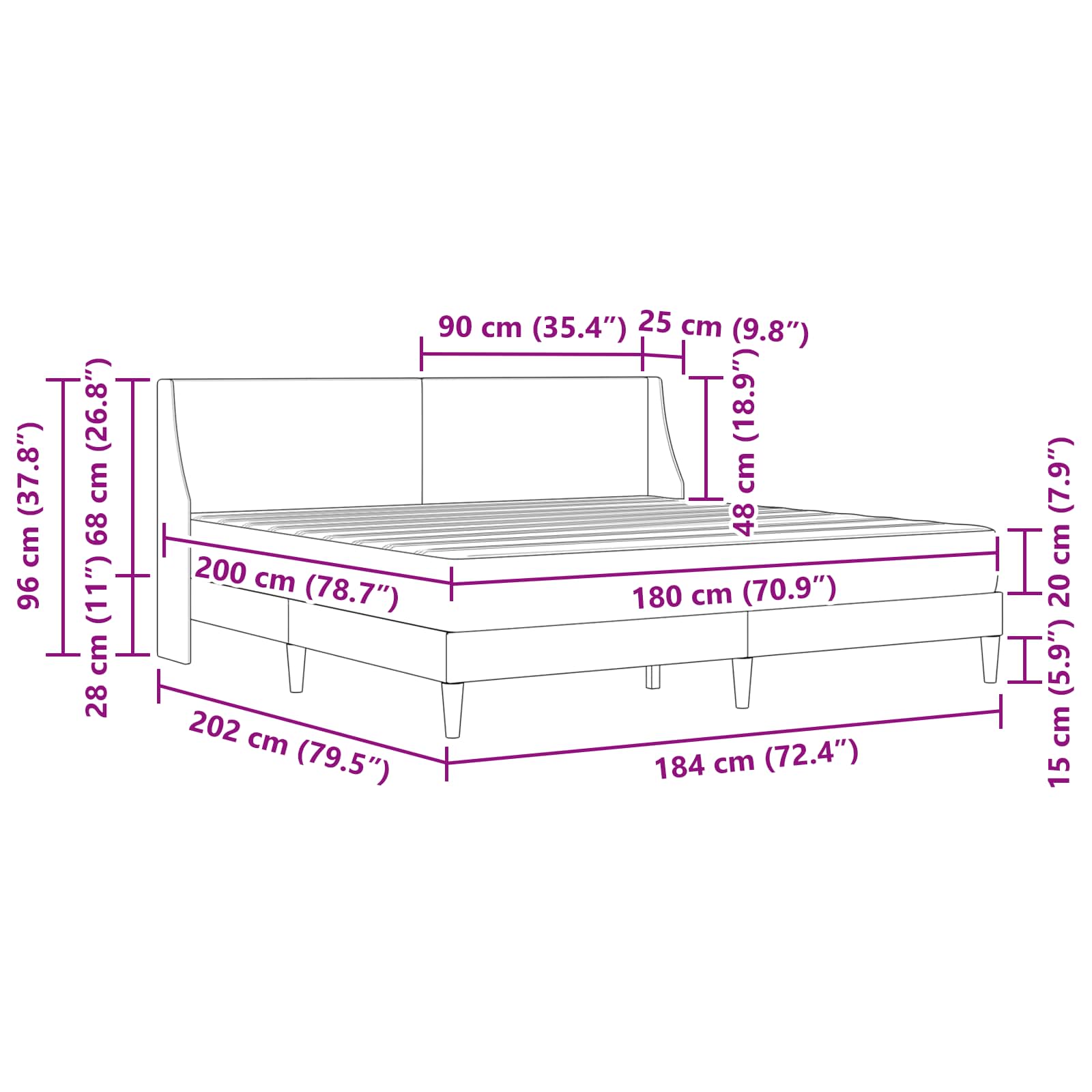 Bettgestell mit Matratze Hellgrau 80x 200 cm Polyester