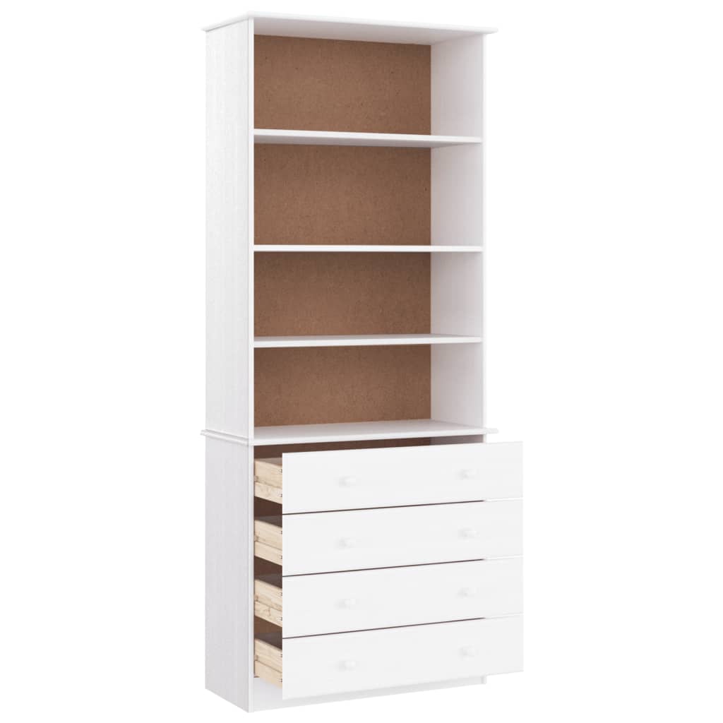 Bücherregal mit Schubladen ALTA 77x35x186,5cm Massivholz Kiefer