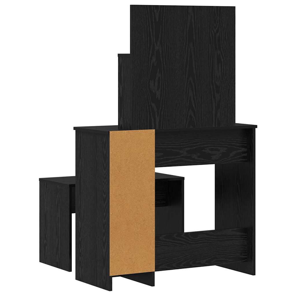 Schminktisch-Set mit LED Weiß Holzwerkstoff