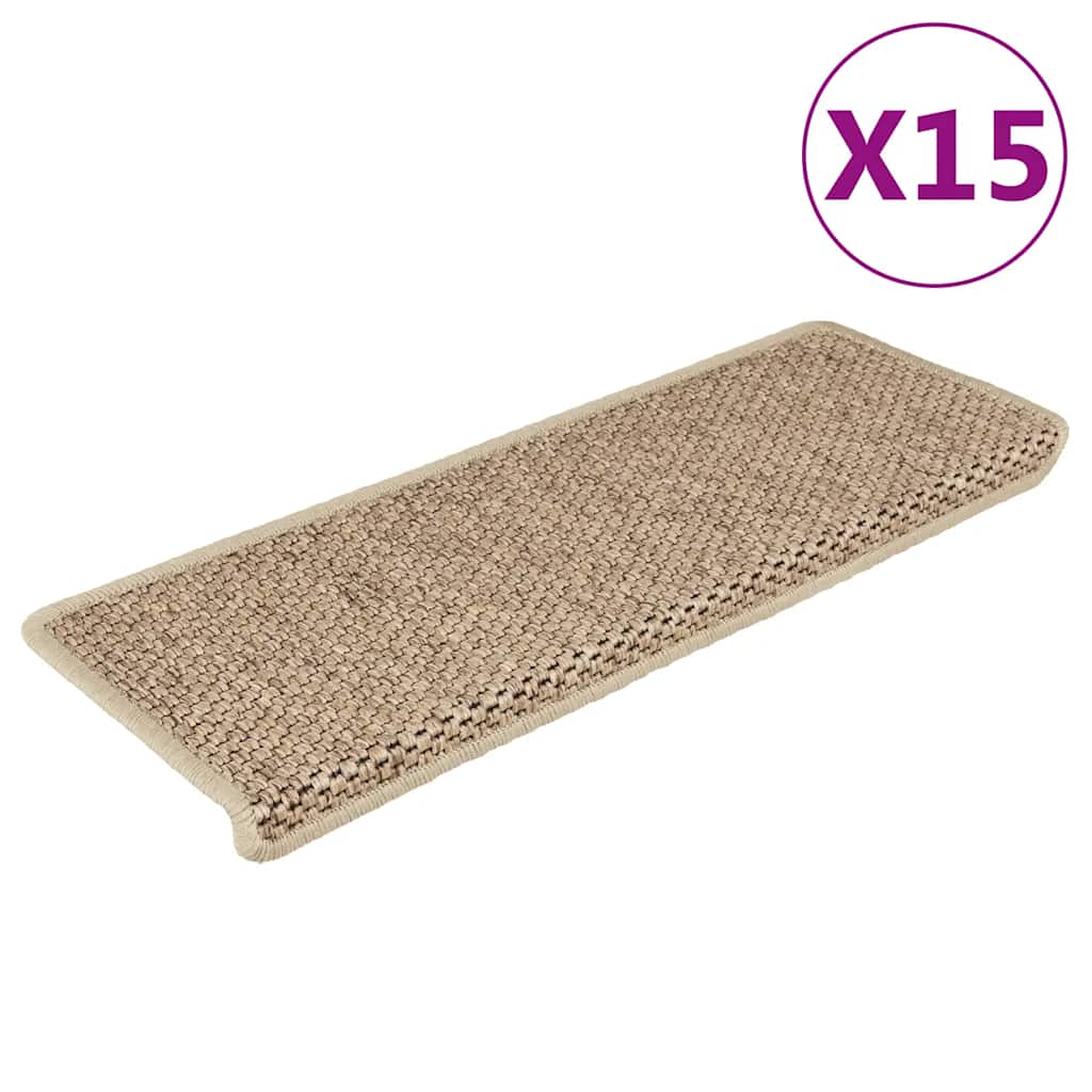 Treppenmatten Selbstklebend Sisal-Look 15 Stk. 65x21x4 Platina