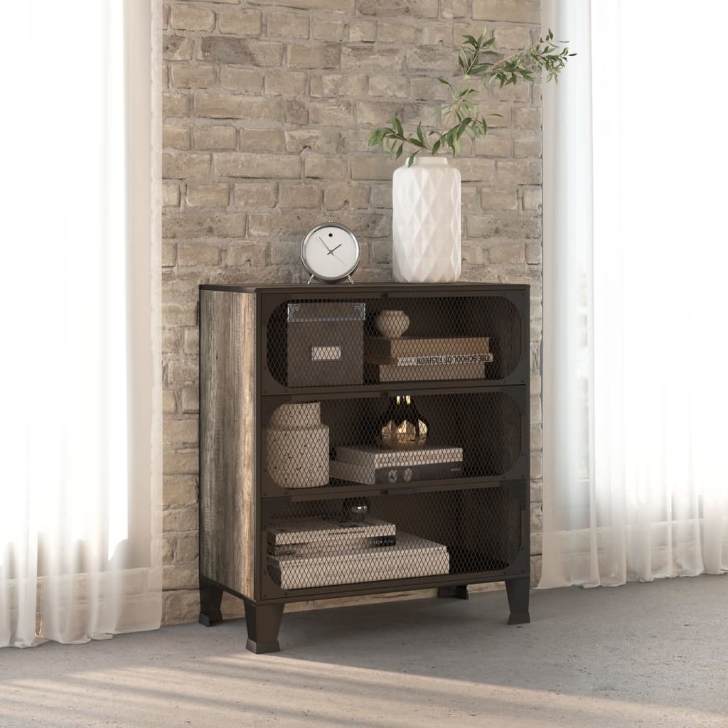 Lagerschränke 2 Stk. Rustikal Braun 72x36x82 cm Metall und MDF