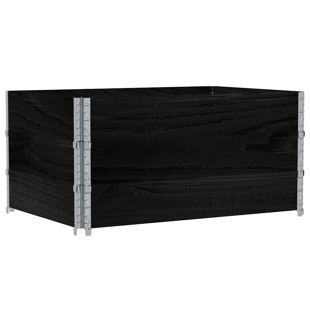 Paletten-Aufsatzrahmen Schwarz 80x60 cm Massivholz Kiefer