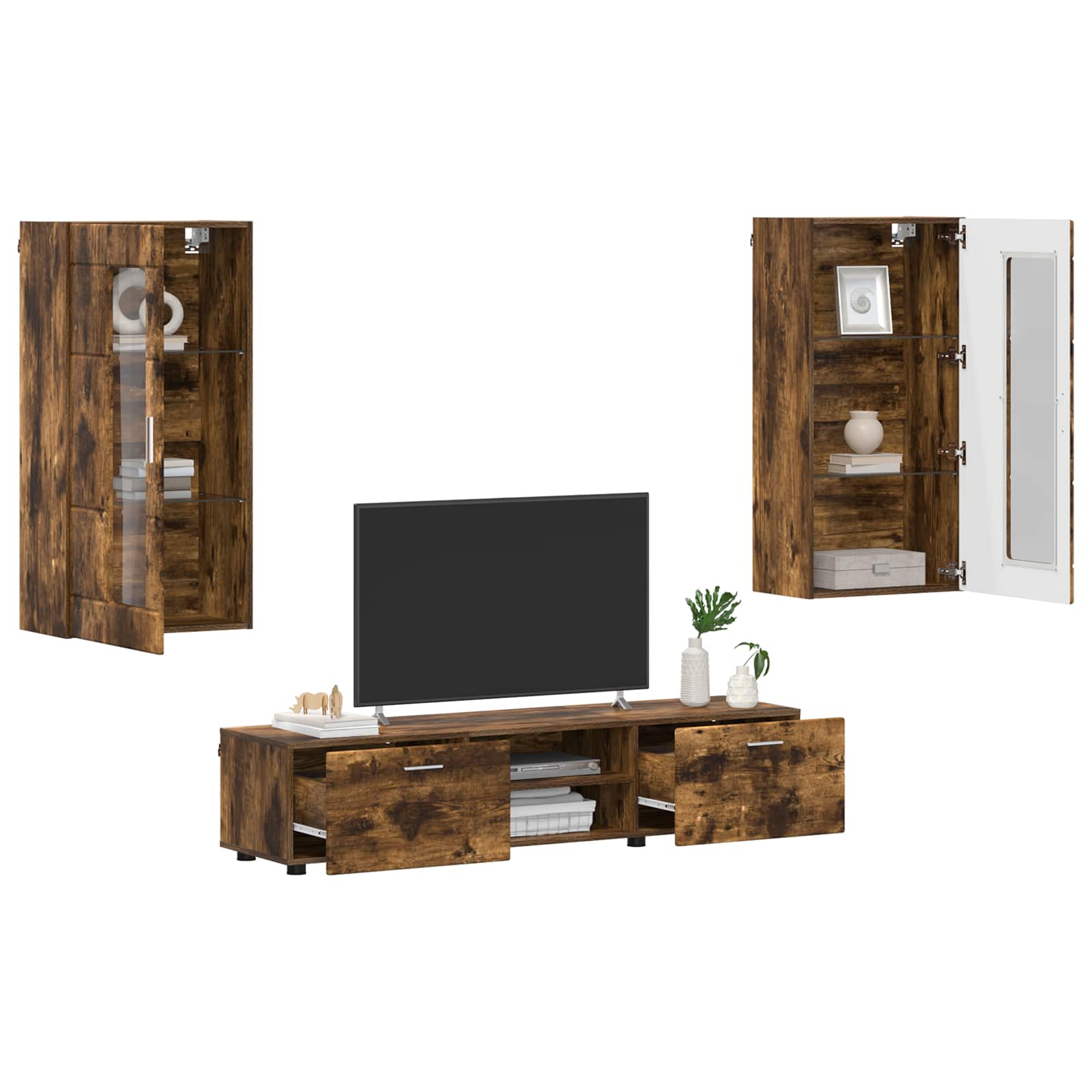 Highboard mit Regal FLORIN Weiß 60 x 35 x 182 cm Holzwerkstoff