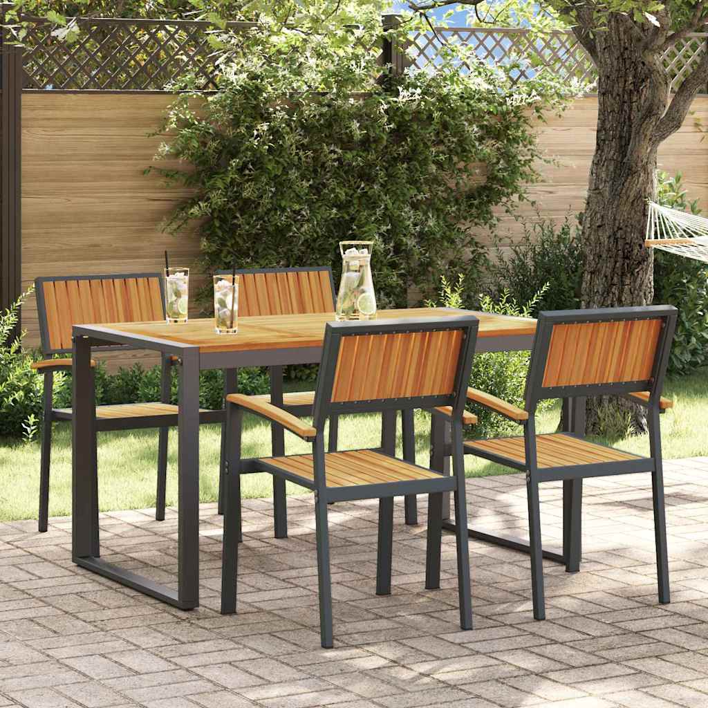 Garten Essgruppe 5 pcs Grau Massivholz Akazie